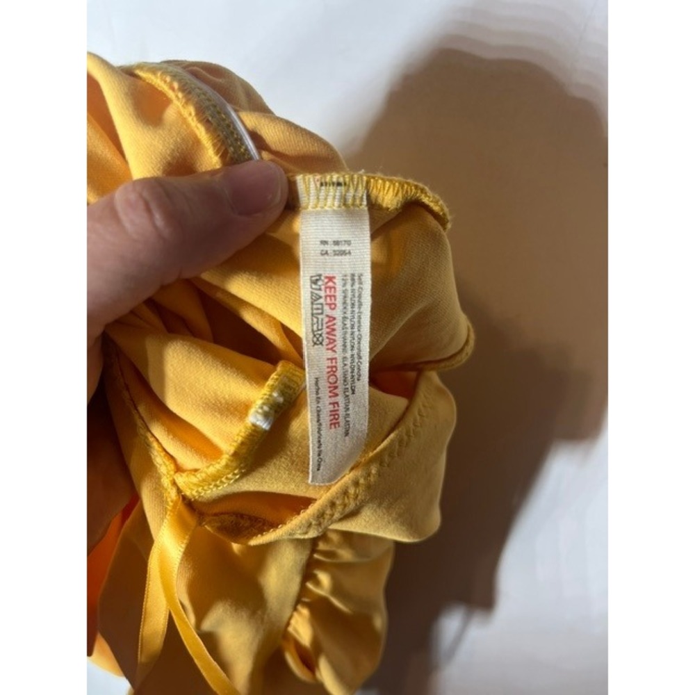 Intimately Free People One Shoulder Puff Sleeve READ Yellow Ruched Thong XS - Picture 4 of 8